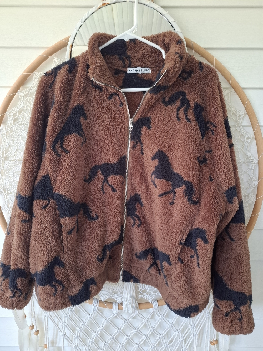 Vintage Wild Horses Teddy Jacket Size XLarge
